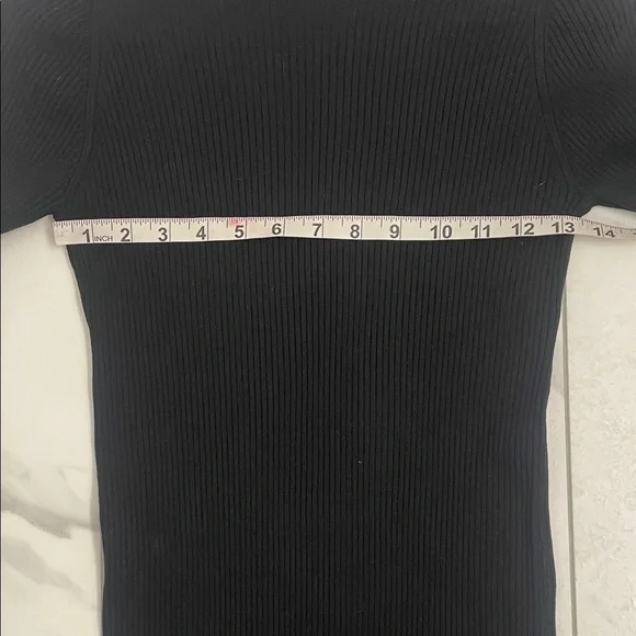 Wilfred Classic Black Knit Long Sleeve Dress Mock Neck High Thigh Slit Sz M - Picture 13 of 15